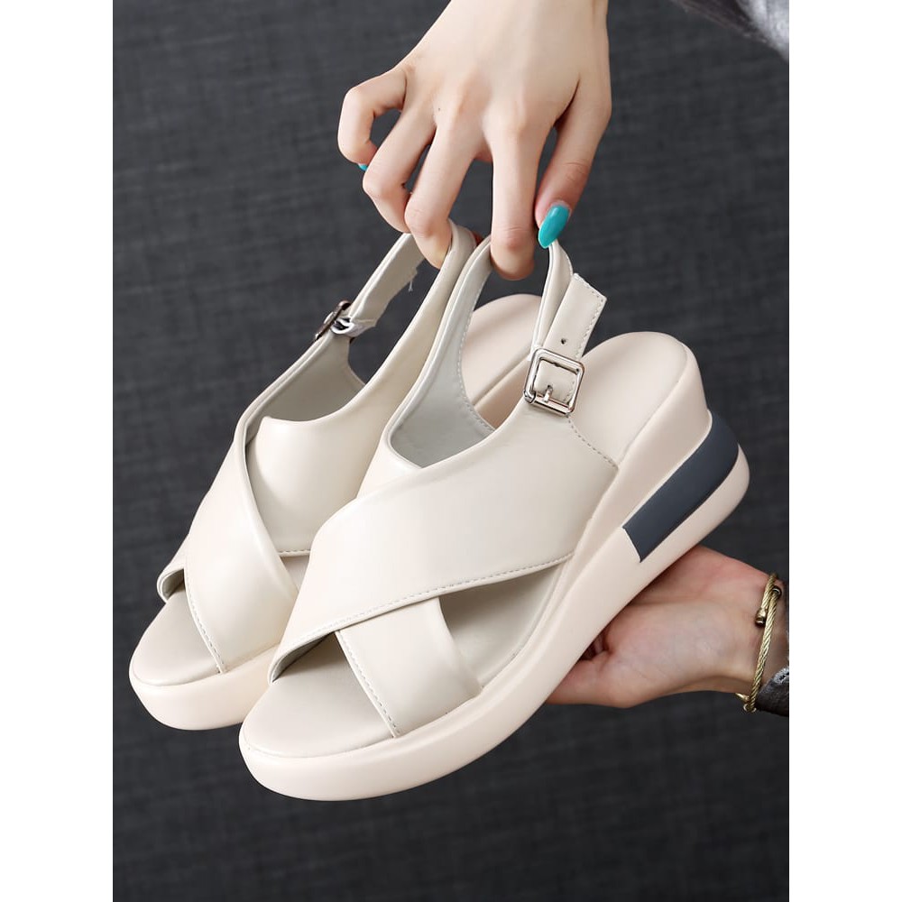 Sandal Wedges Wanita Tinggi Hak 5 cm Sendal Wanita Wedges Casual Kekinian Sepatu Sendal Kondangan Cewek Korea