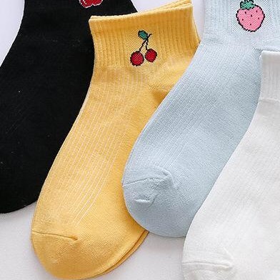 TOMSTORE.ID R139 Kaos Kaki Pendek Wanita Buah Cute Kaoskaki Socks ankle Fruit Fashion Korea Murah-KUNING