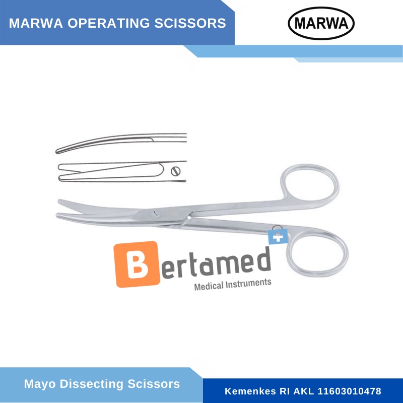 Mayo Dissecting Scissor Curved - Gunting Mayo Bengkok