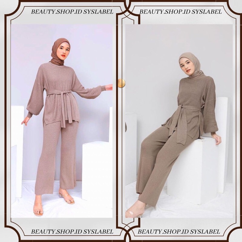 OneSet Agnia Knit by SYSLABEL - Setelan Rajut Puffy C2