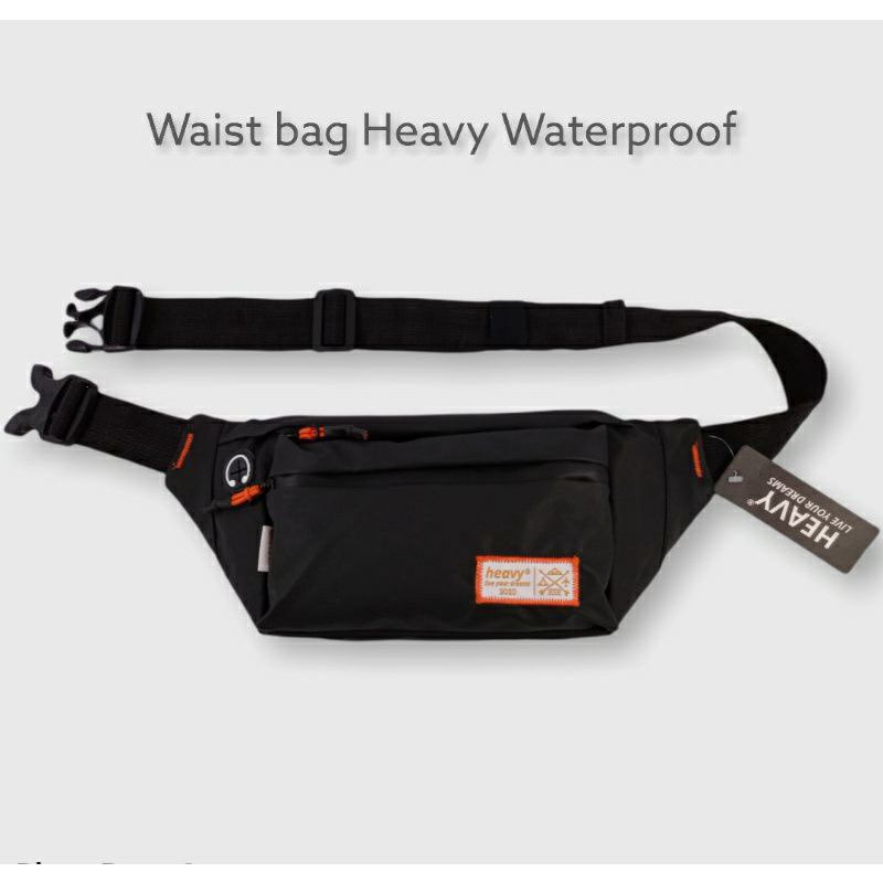 HEAVY Waistbag black waterprooff | Tas pinggang | Tas pria
