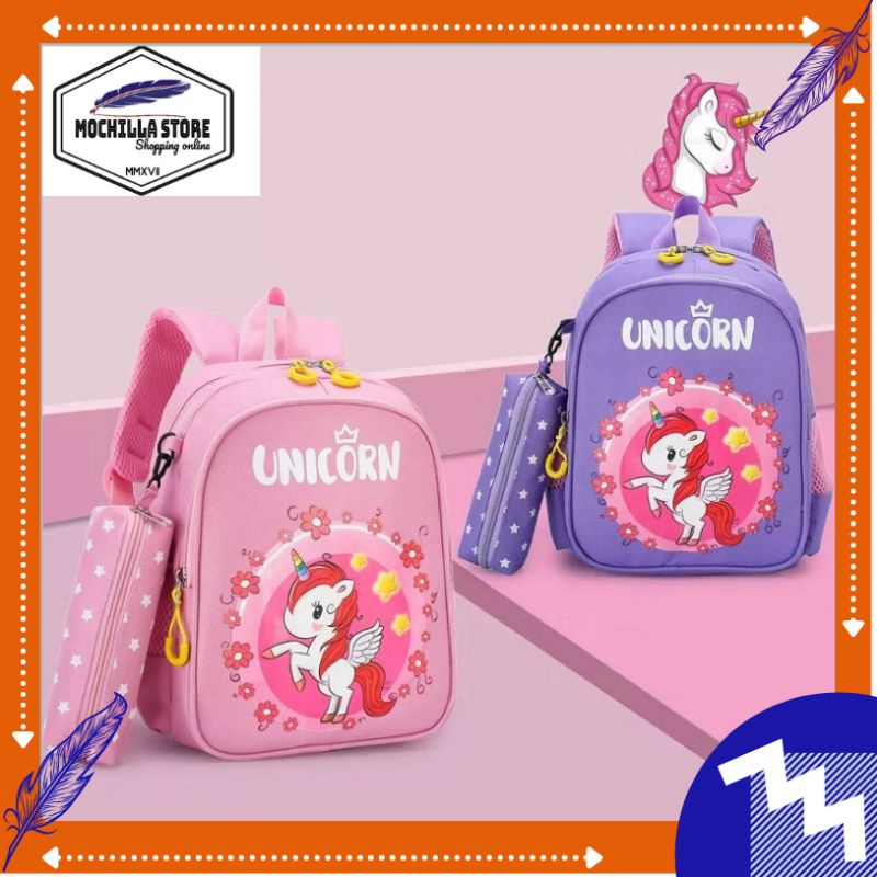 Mochillastore -Tas Ransel sekolah anak perempuan Tas Sekola TK-SD backpack sekolah anak  Karakter Unicorn Kuda Poni