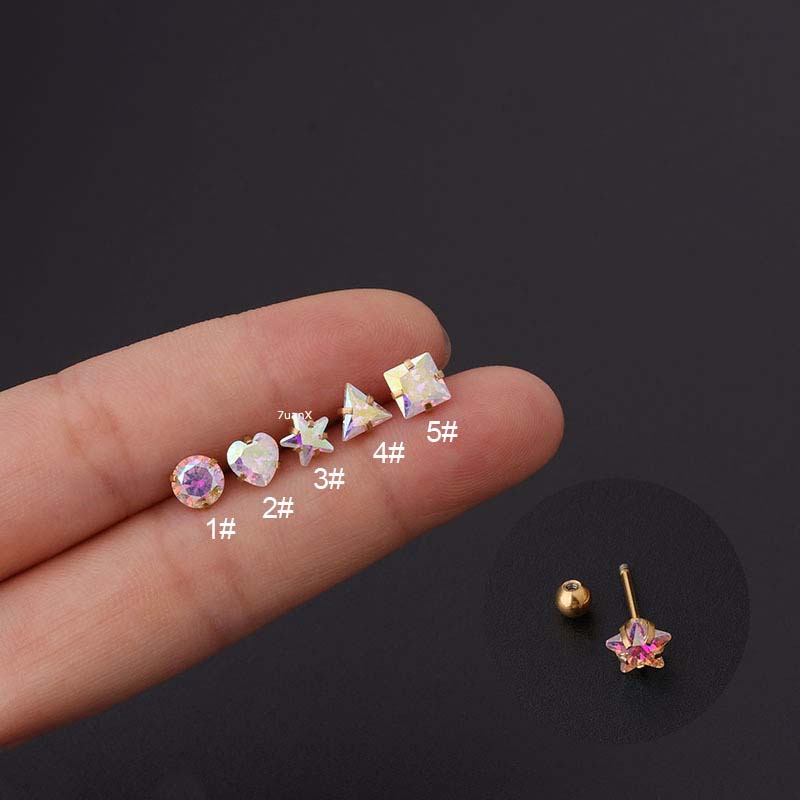 1 Piece Chic AB Zircon Earrings Stud Helix Rook Piercing 20Gauge Straight Barbell Piercing