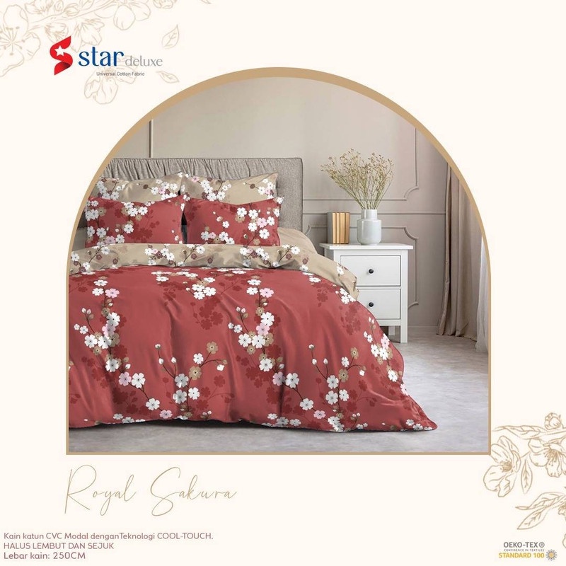 Sprei Set Premium Katun STAR Motif Royal Sakura
