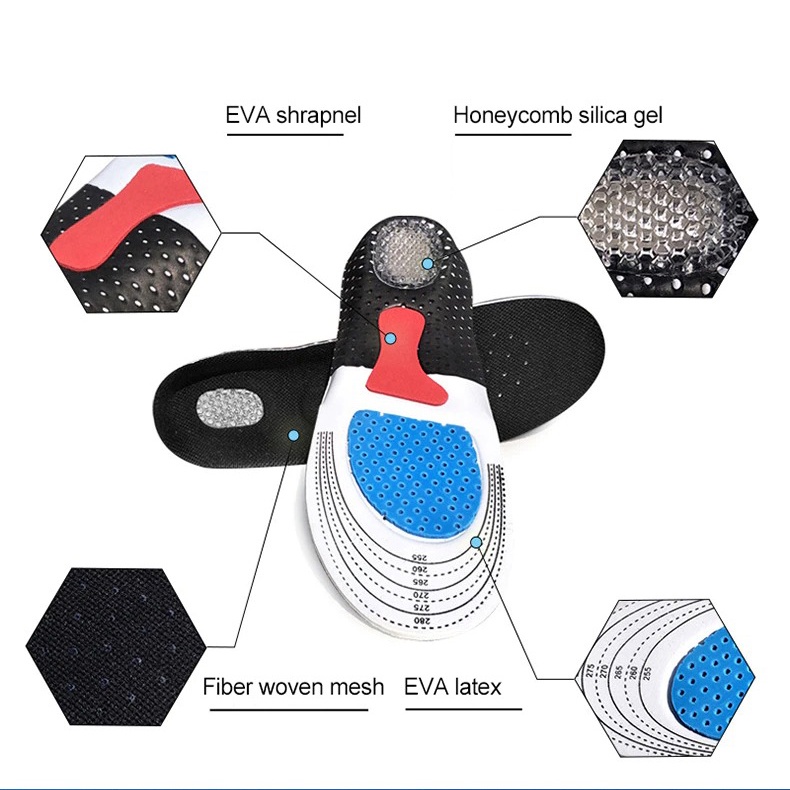 Insole Alas Kaki Sepatu Shock Absorb Gel Orthotic Arch | Alas Sepatu Olahraga Sneaker