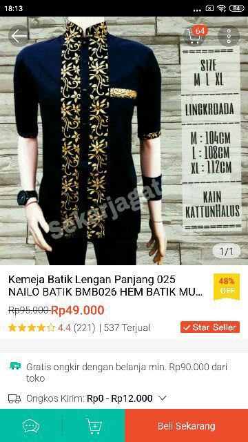 Kemeja Batik Lengan Panjang 025 Nailo Batik Bmb026 Hem Batik Murah Seno Sogan Bakung Padi Manggar