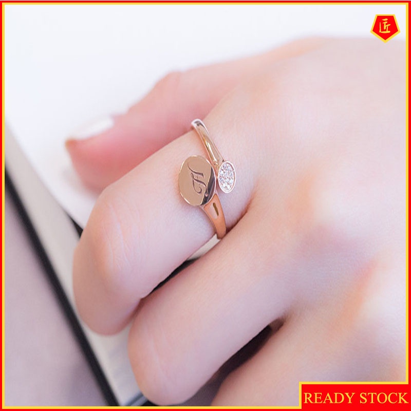 [Ready Stock]Creative 18K Rose Gold Letter H Ring