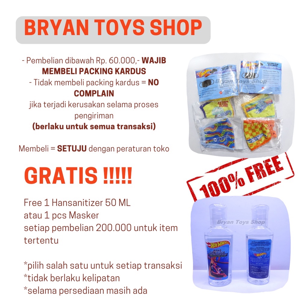 Hot Wheels Hand Sanitizer 50 ml / Masker (TIDAK UNTUK DICHECK OUT)