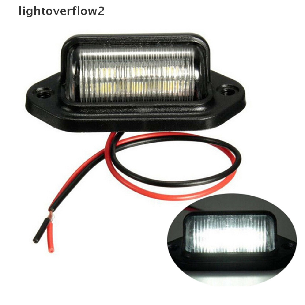 (lightoverflow2) 1 Pc Lampu 6-LED 12V Anti Air Untuk Plat Nomor Kendaraan