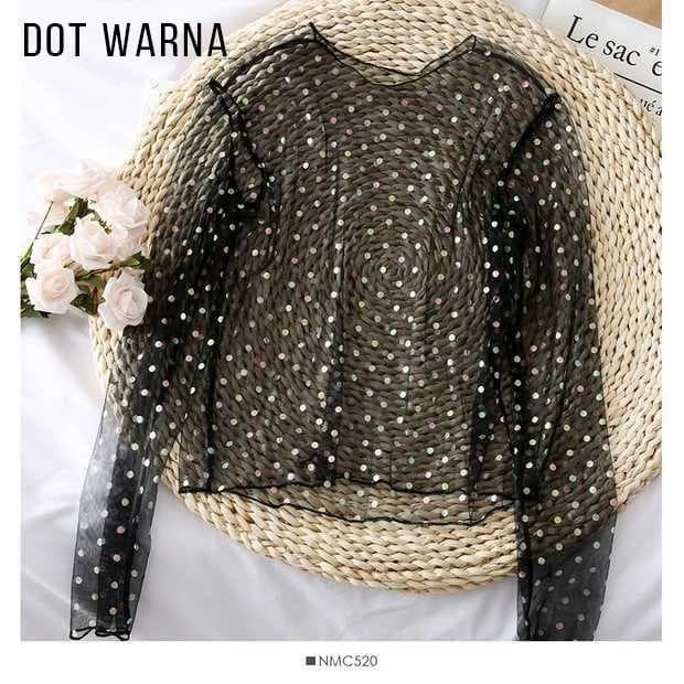 IB blouse atasan transparan wanita mesh shirt sexy baju korea import