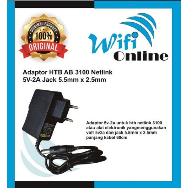 Adaptor HTB AB 3100 Netlink 5V 2A Jack 5.5mm x 2.5mm