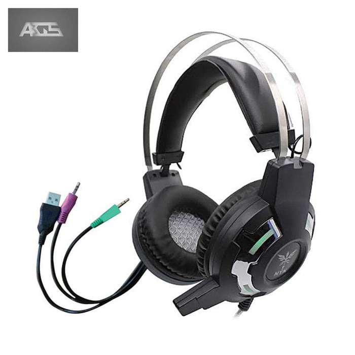 HEADSET HEADPHONE EARPHONE GAMING GAME NYK RGB LED LAMPU NYK NEMESIS HS-N01KUNKKA