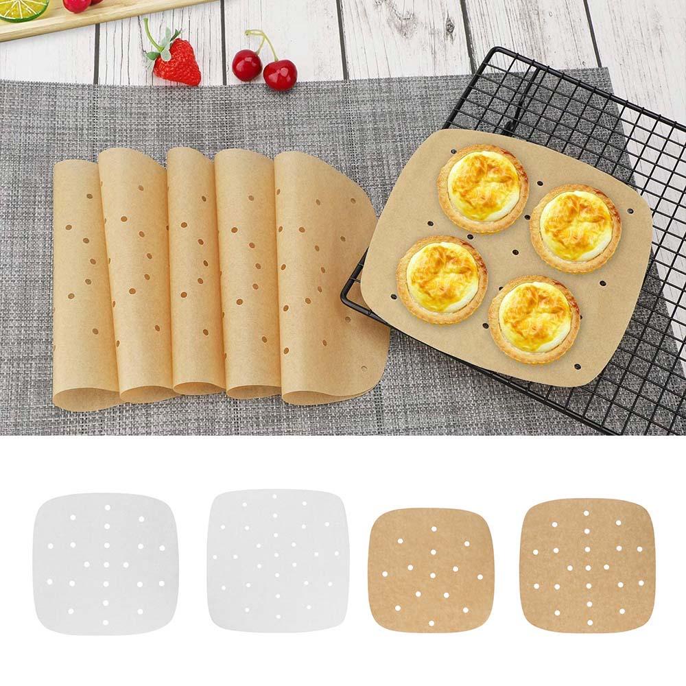 Top 100pcs Air Fryer Liners Tahan Panas Baking &amp; Pastry Tools Cookies Berlubang Alas Kukus Anti Lengket