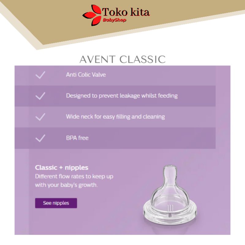 DOT AVENT CLASSIC // dot BAYI BOTOL SUSU - BOTOL SUSU- BOTOL SUSU BAYI- AVENT CLASSIC NIPPLE OEM