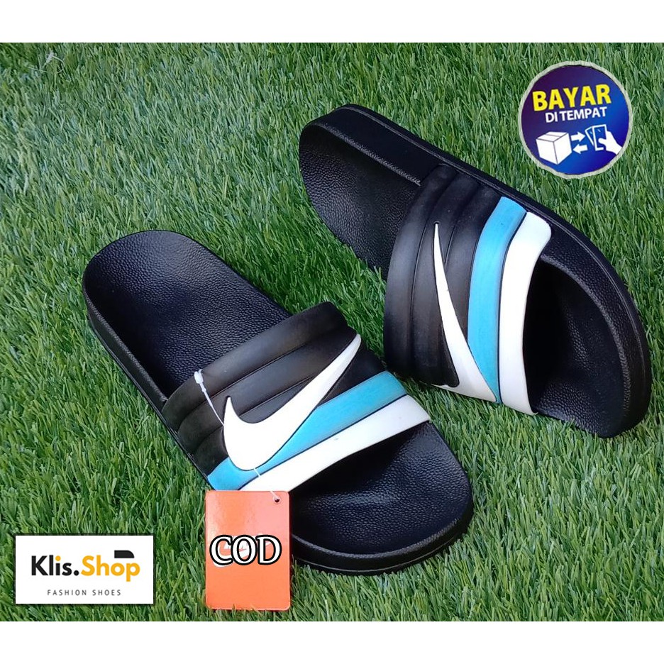 Klis_shop sandal Pria dan wanita/Sandal Nike/Sandal slop/Sandal Slide-NIKE KOMBIN BIRU