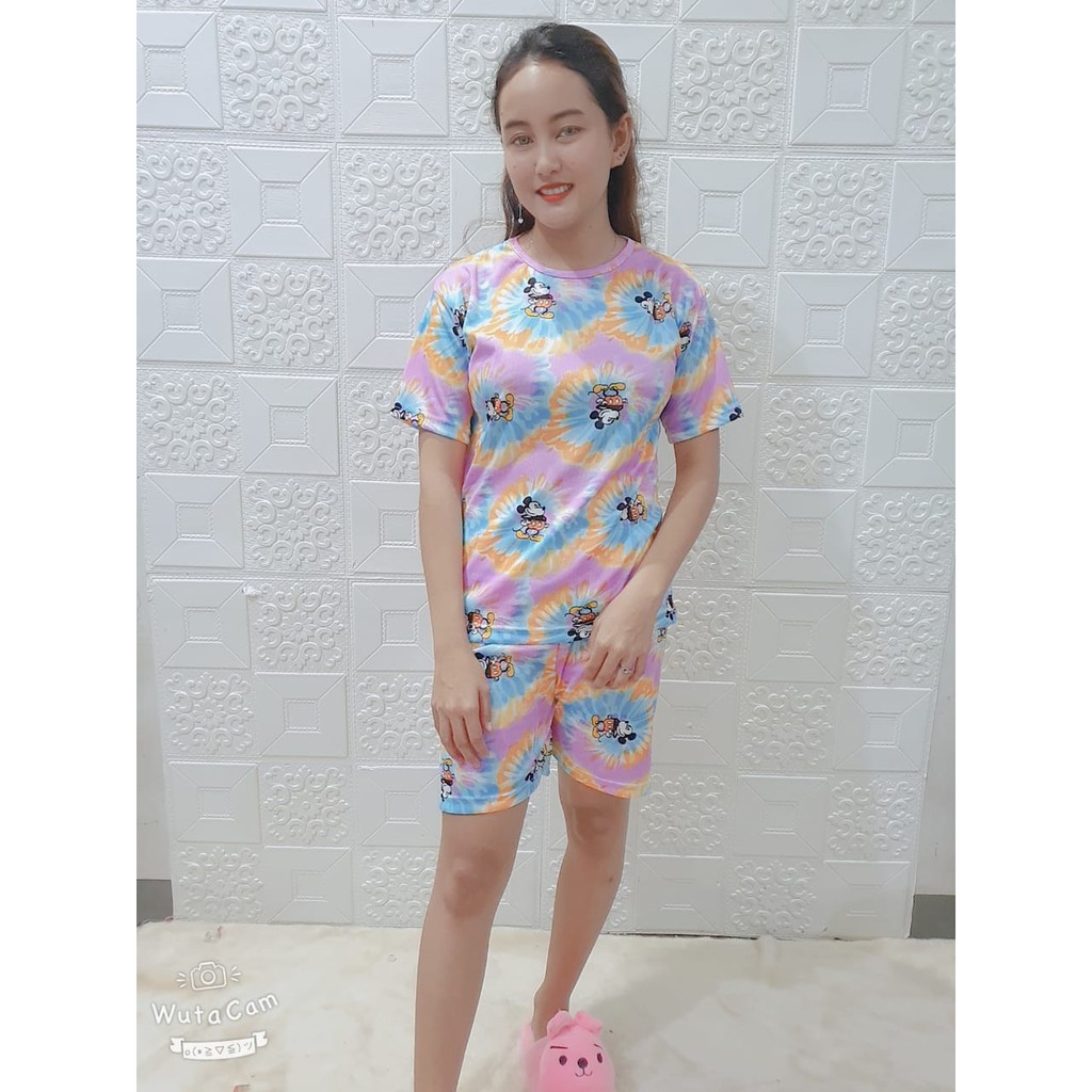 SET SETELAN WANITA LESTARI / ONESET BASIC TIE DYE / DAILYSET-Set Mickey Biru