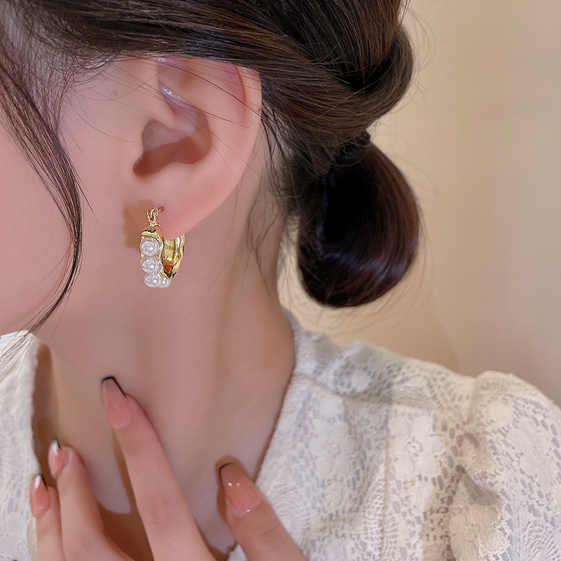 Anting Tusuk / Stud Model Retro Dengan Mutiara Imitasi Bahan silver 925