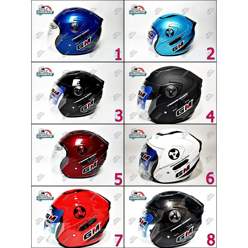 Jual Helm Gm Interceptor Solid Double Visor Half Face Komatorae Shopee Indonesia