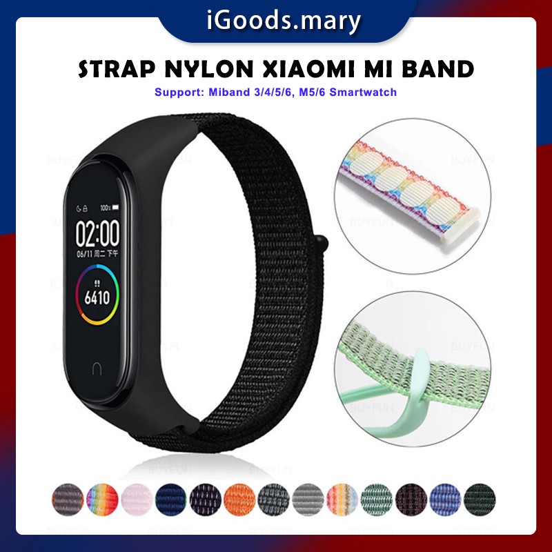 Mi Band 5 6 7 Gelang Olahraga Tali Nylon Strap Xiaomi Miband 3/4 Tali Nilon Velcro Band