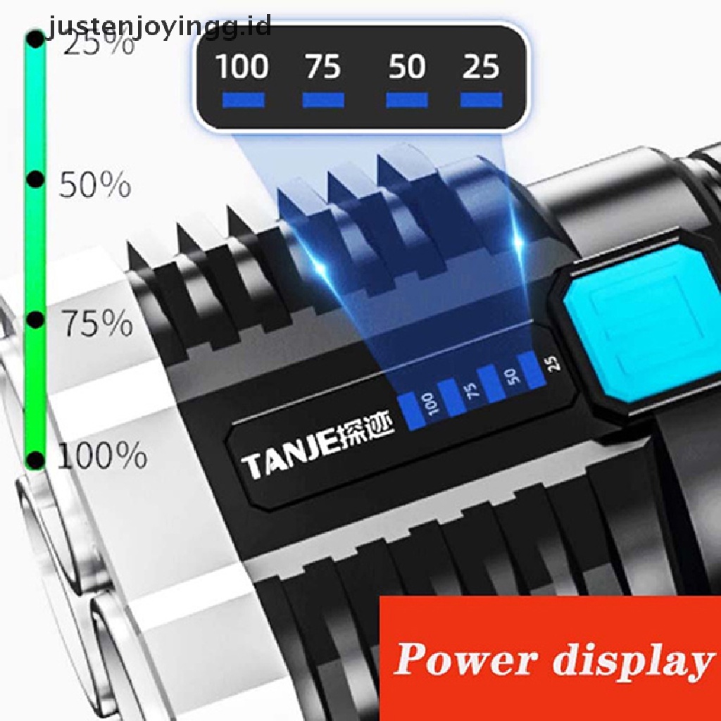 Lampu Senter 4 Kepala Dengan USB Rechargeable Power Display COB