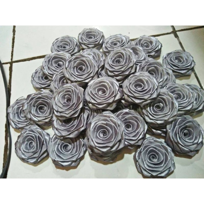 Mawar lipat 5cm/Rolled rose 5cm/bunga pita/pita satin