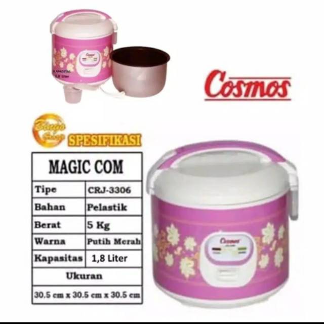 Cosmos Rice Cooker 1.8Liter 3in1 CRJ3306 Dijamin Murah