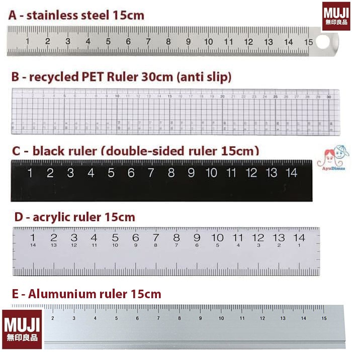 

Muji - stainless / alumunium / plastic RULER - penggaris - EEE promo