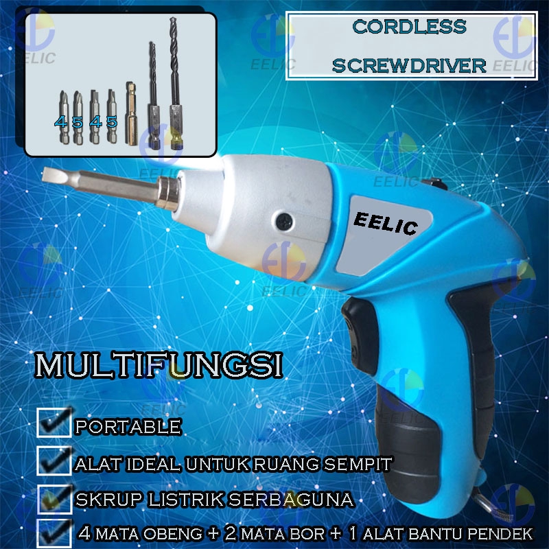 EELIC Bor Baterai Tanpa Kabel - Obeng Elektrik Cordless Screwdriver OBL-BJ1001