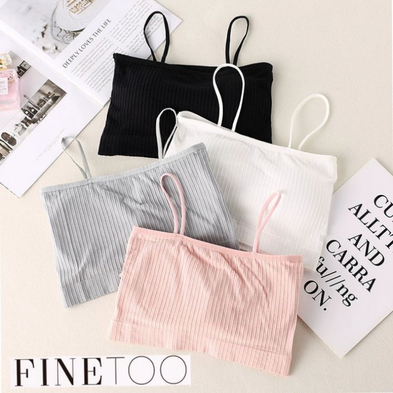 FINETOO FT01 Sport Bra + Busa Tanpa Kawat Model Kemben Tali Kecil Push Up Gym Fitness Jogging Yoga Pakaian Dalam