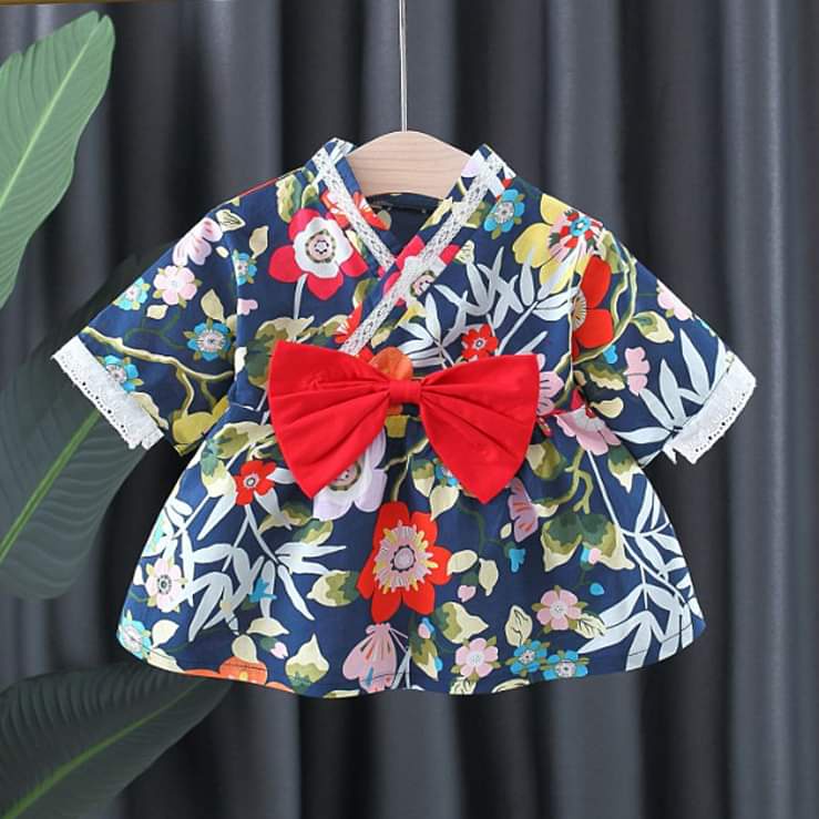 Kimono Baby Dress Flower Sakura Ribbon