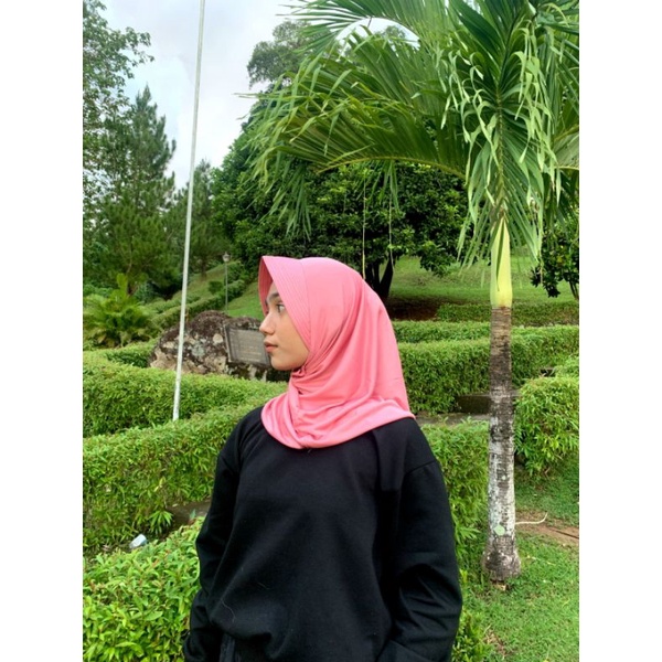 JILBAB SPORT - Hijab Sporty / Hijab Instant / Hijab Sporty Olah Raga Spandek Bergo Polos-Pink