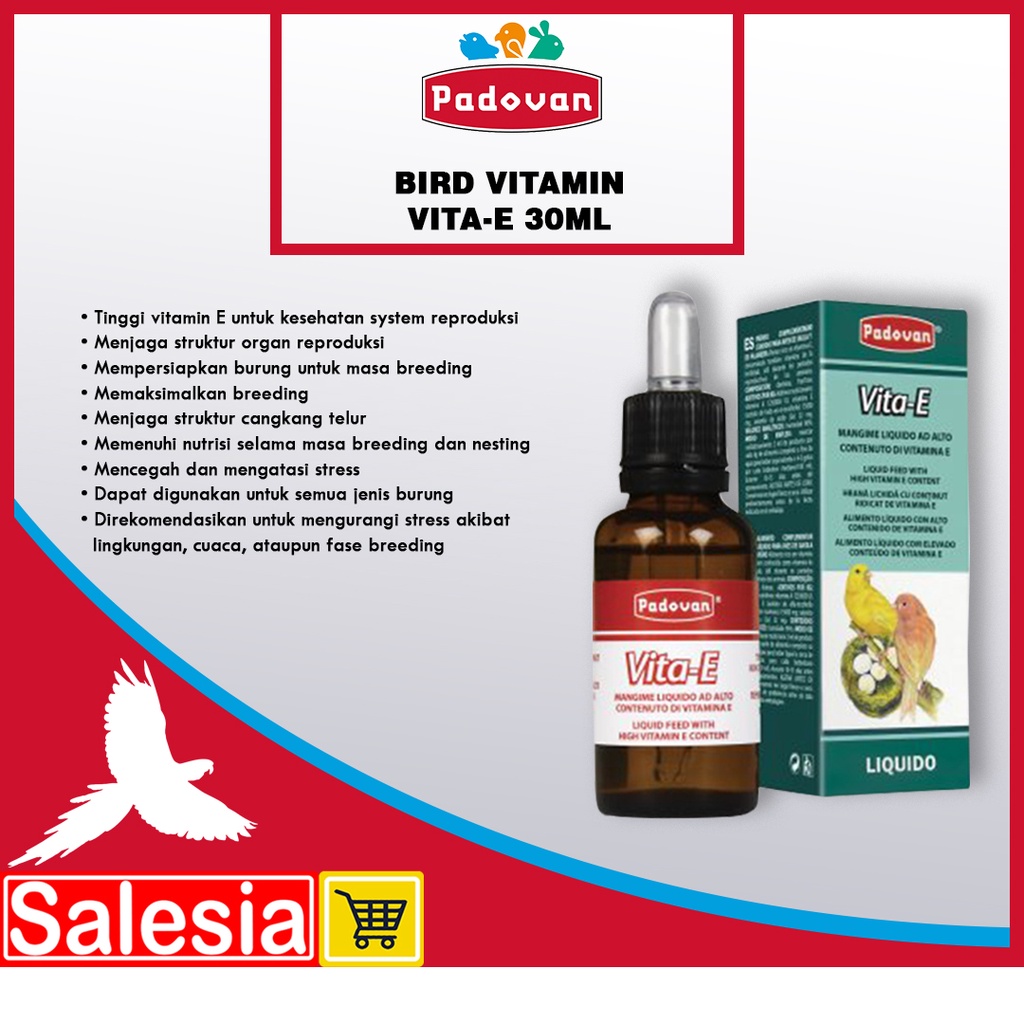VITAMIN BURUNG PADOVAN VITA E 30 ML SUPLEMEN IMUN BREEDING KAWIN VITAMIN E