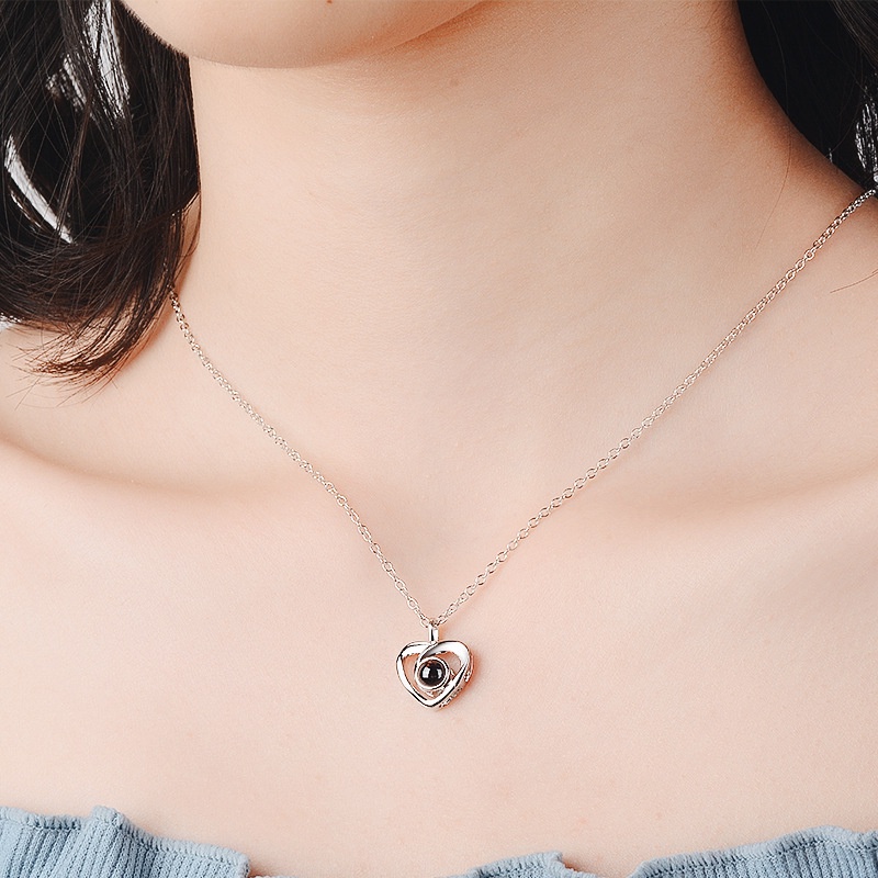 [Ready Stock]Fashion Plated 925 Sterling Silver Rose Gold Pendant Heart-Shaped Diamond Necklace