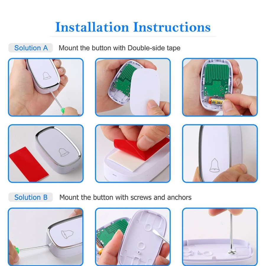 Bel Rumah Wireless Door Bell Waterproof Pintu 1 Receiver - PUTIH