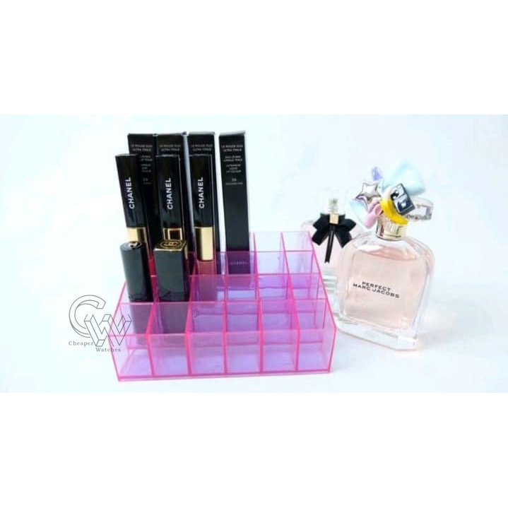 Cheaper-Rak Lipstick Kosmetik isi 1 pack/40pcs Acrylic 24 Slot Organizer Akrilik Tempat Penyimpanan
