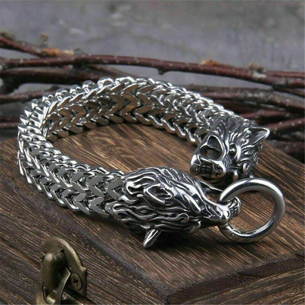 Lily Fenrir Kepala Gelang Fashion Rantai Cincin Gesper Gelang Stainless Steel