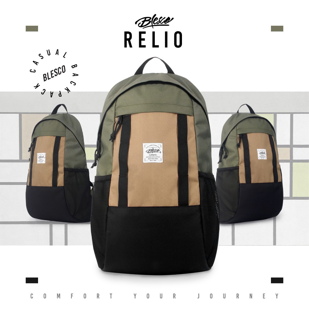 Tas Ransel Wanita Stylish Backpack Warna Olive - Blesco Relio Tas Kuliah Casual Dan Trendy