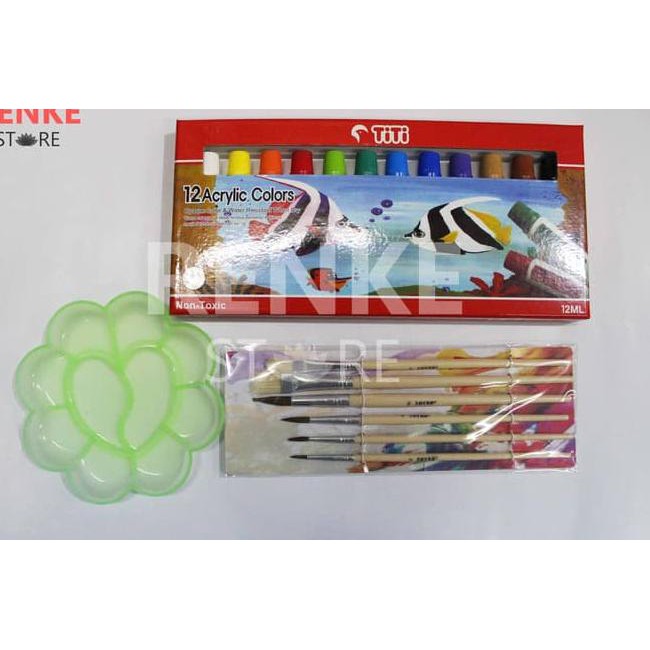 

Paket Menggambar / Lukis - Cat Acrylic / Akrilik Titi Kuas Palet Set