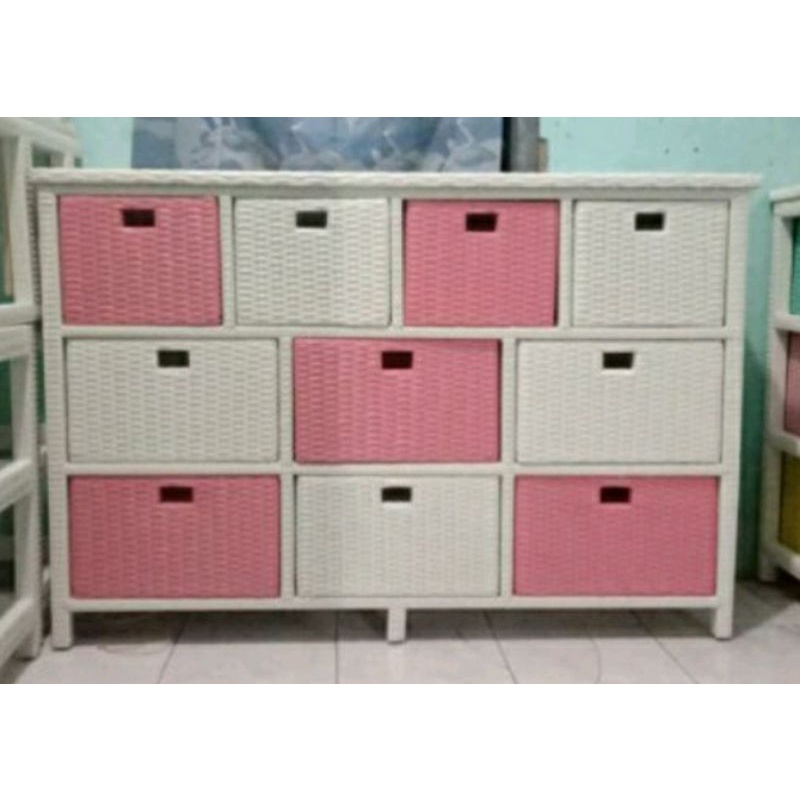 Lemari rotan sintetis 10 laci# laci baju#loker baju#lemari serbaguna