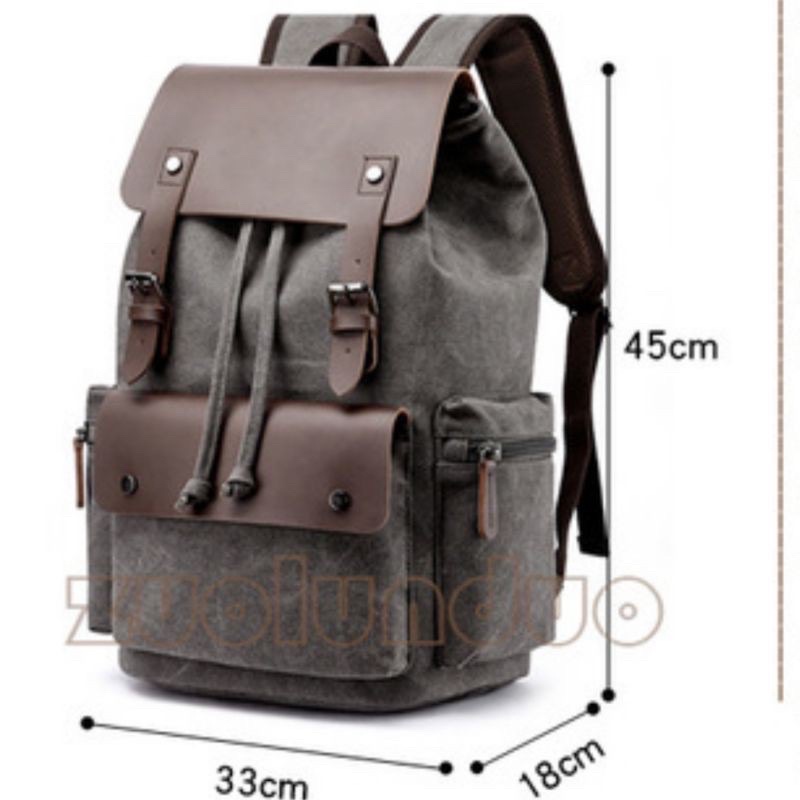 Tas Ransel Kanvas Zou Lun Duo 6048-1 - Tas Legums Import - Tas Sekolah Kuliah Kerja - Tas Punggung