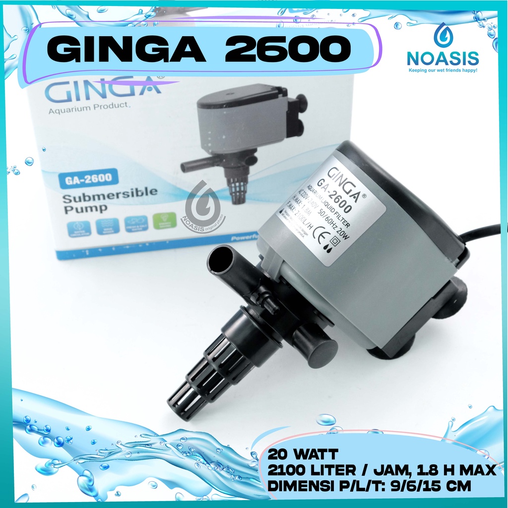 POMPA AIR CELUP AQUARIUM GINGA GA 2600 GA-2600 LOW WATT / WAT RENDAH