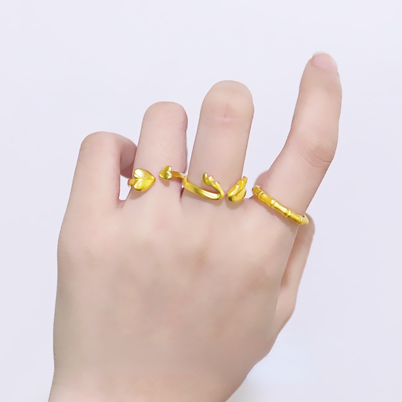 Cincin Jari Telunjuk Desain Tanduk Rusa 24k Frosted Gaya Korea Untuk Pelajar