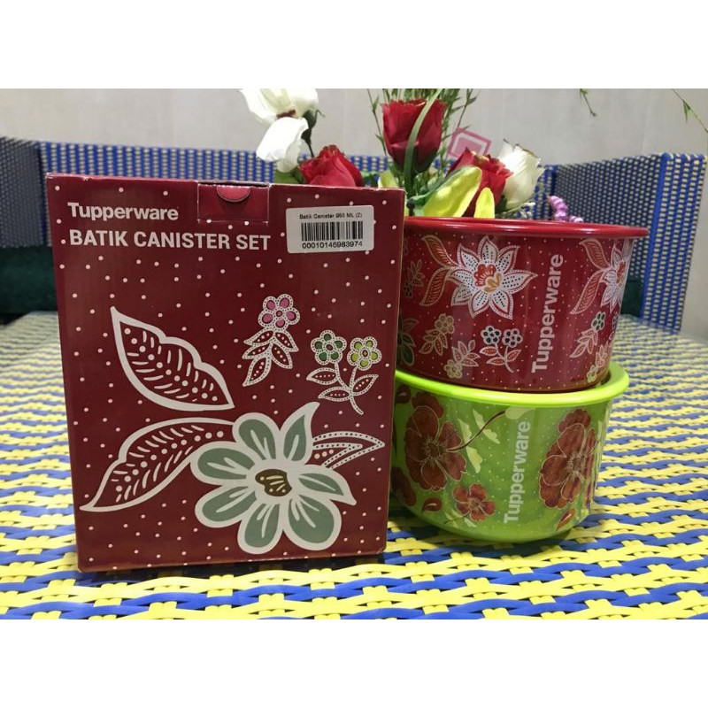 batik canister tupperware toples