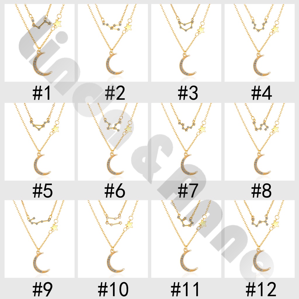 Kalung Rantai Liontin Motif Rasi Bintang Untuk Pria Dan Wanita /Kalung Zodiac Constellation Necklace