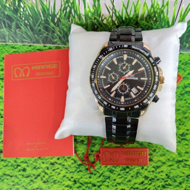jam Mirage Rante hitam gold pria tanggal