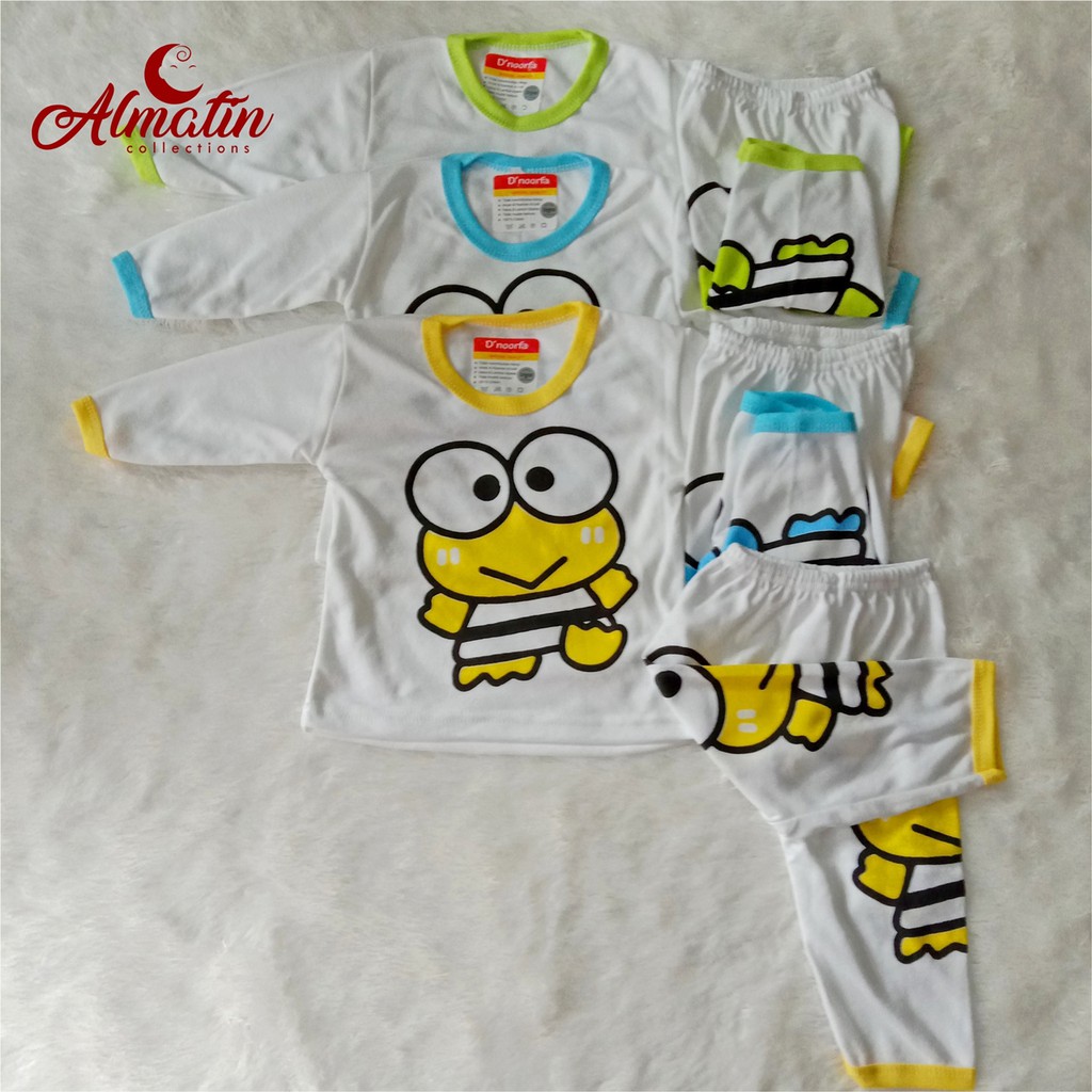 3Stel Baju Bayi Tangan Panjang/Baju Bayi Karakter Keropi / Baju Bayi Panjang /Piyama Bayi/Kaos Bayi