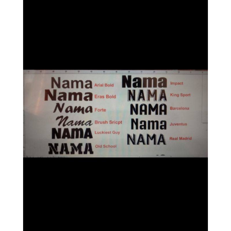 

sablon polyfex nama dan nama team dua baris
