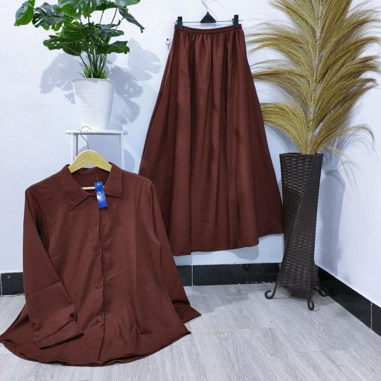 ㅘ Naura Set/Stelan Rok bahan syakilah/ One Set Rok ㅀ
