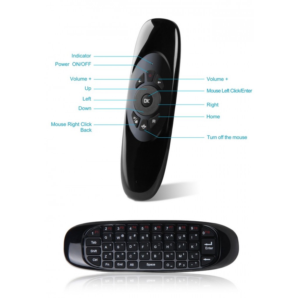 Mini C120 2.4G Wireless 6-Axis Gyroscope Air Mouse Remote Control Keyboard For TV PC