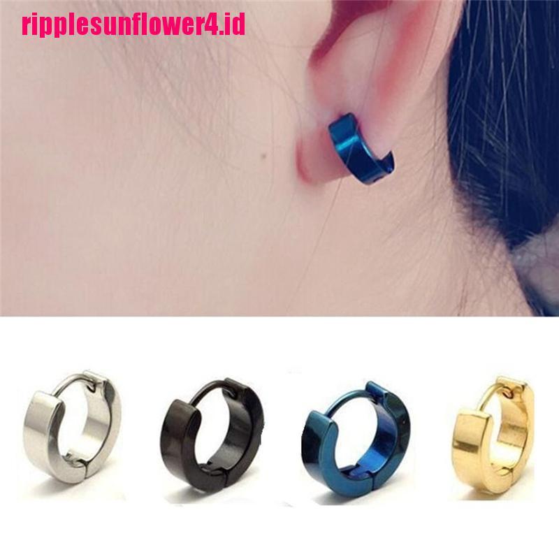 1 Pasang Anting Hoop Bahan Stainless Steel Gaya PUNK Untuk Pria Dan Wanita